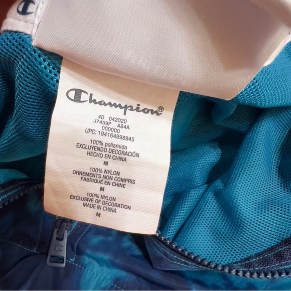 Champion Blue Green Tie dye Half Zip Hoody Activewear Lightweight PullOn Jacket - Picture 9 of 13